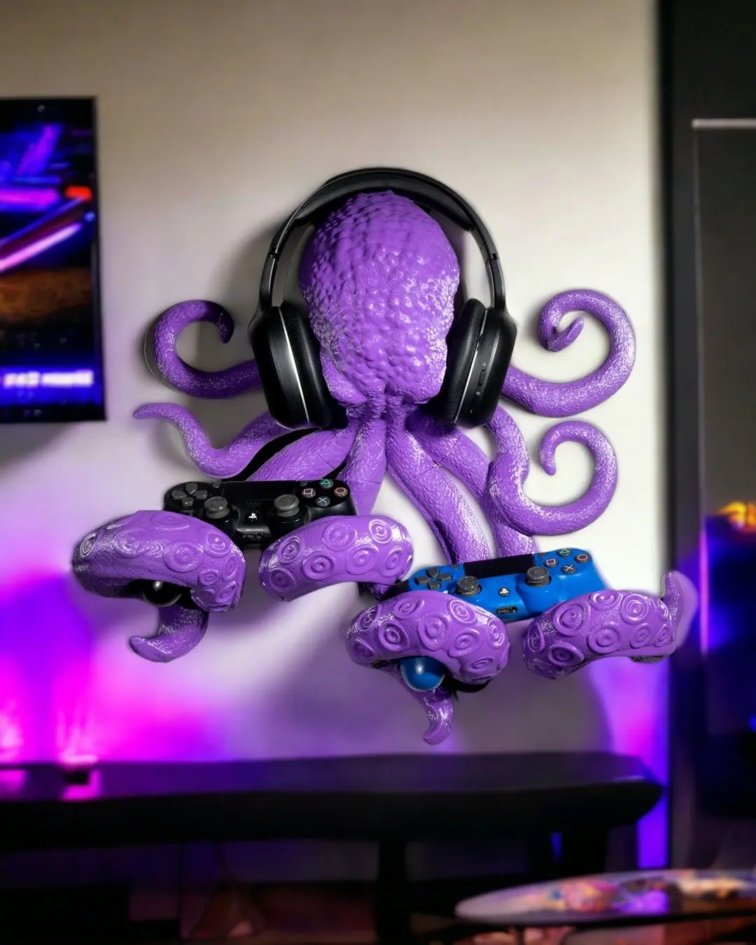 OctoTech Fantasy 3D Printed Octopus Tentacles Gaming Accessory - PLA Plastic Multi-Console Desk Holder, 3D Printed Controller Holder for PS5, Xbox, PC, Headset, Wireless Controllers (Ideal for Fantasy Fans, Gift Giving)