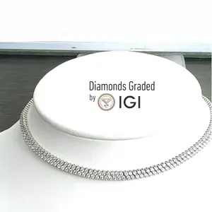IGI Certified 8.22 CT Round Cut Natural Diamond Necklace 14k White Gold