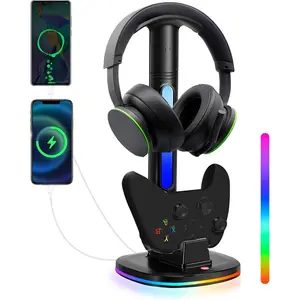 RGB Headphone Stand with Charger, Xbox Controller Charging Station Headset Stand Suitable for Xbox Series X/S/One/One X/One S Charging, Equipped