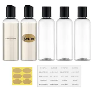 Travel Bottles for Toiletries 3.4 oz TSA Approved Leak Proof Mini 100ml Containers for Shampoo Lotion Conditioner Reusable Plastic Squeeze Bottles with Labels