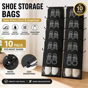 10PCS Travel Shoe Bags with Clear Window – Portable Drawstring Sneaker Storage Pouches，Reusable Dustproof Shoe Organizer Bags