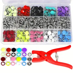 200pcs/Sets Snap Fasteners Kit Tool, Metal Snap Buttons Rings with Fastener Pliers Press Tool Kit Sewing Tools for for Sewing and Crafting 10 Colors Sewing Supplies Crafts