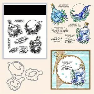 Romantic Whale In Glass Bottle Clear Stamps And Cutting Dies For DIY Crafting Scrapbooking Supplies Photo Album Decorative Paper Card Making Photo Album Decorations Making Paper Card Craft Art Handmade Gift Blessing Birthday Thanks cards!