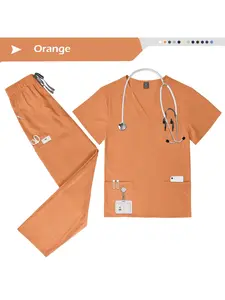 Suitable for Male and Female Pet Hospitals Veterinary Care Set Frosted Short Sleeved Beauty SPA Nurse Workwear Uniform Elastic Pants Clothes