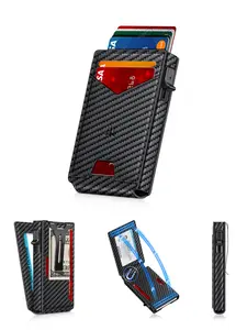 Wallet for Men Slim Minimalist Wallet with Money Clip ＆ ID Window RFID Blocking Pop-Up Credit Card Holder Smart Auminum Mens Wallet Holds 9-13 Cards, Front Pocket Bifold Christmas Gift For Men