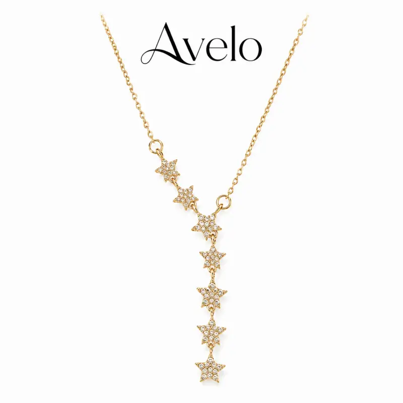 Star Drop Necklace for Women, Gold Silver Dainty CZ Star Pendant Necklace, Y2K Layered Tassel Chain Jewelry Gift for Girls