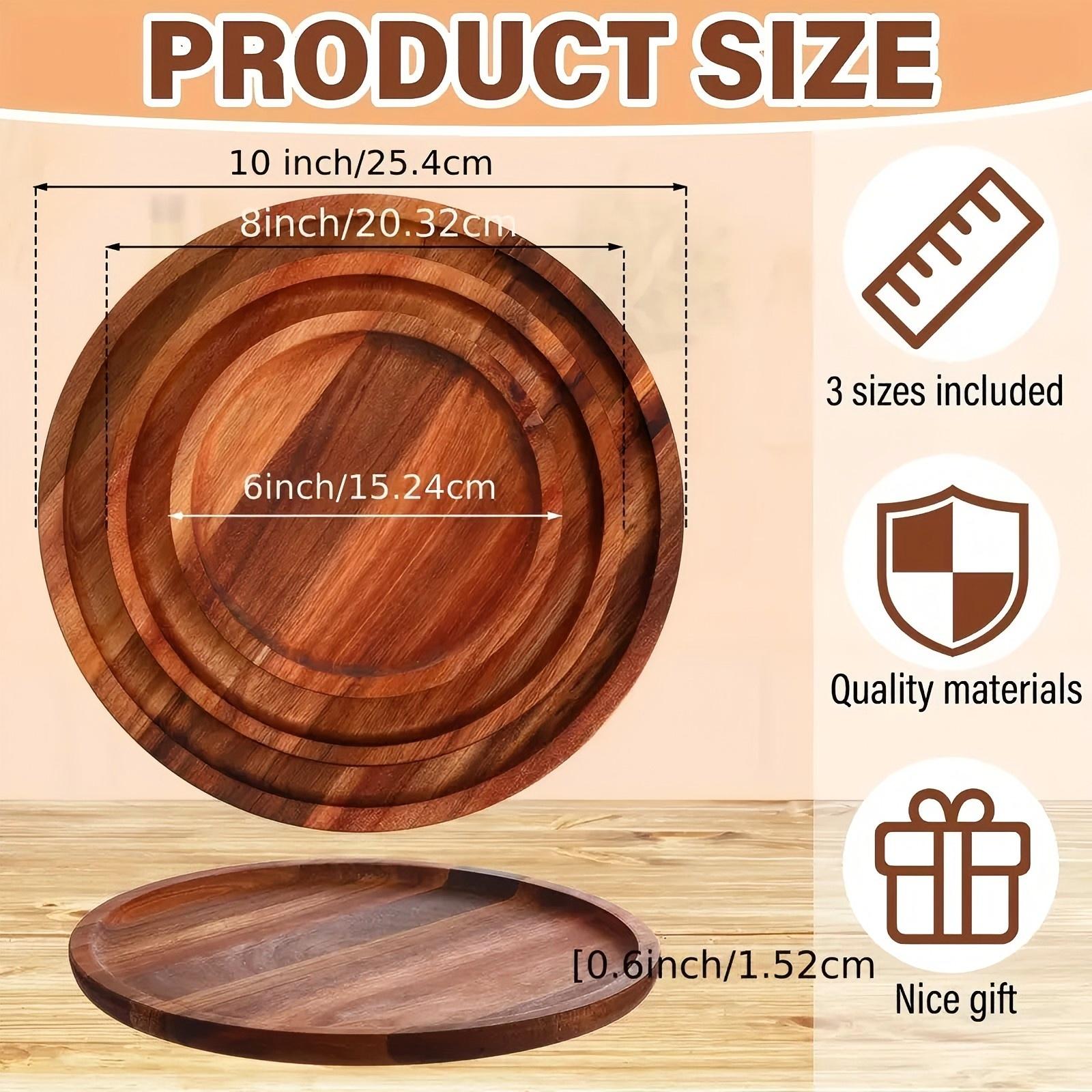 15PCS Round Wood Tray, Acacia Wooden Decorative Serving Tray for Coffee Table and Home Decor, Wooden Appetizer Charcuterie Board for Kitchen Countertop， Candle Holder Tray Home Decor，Wooden Appetizer Charcuterie Board for Kitchen