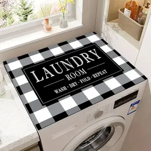 Washer and Dryer Covers for the Top,Non-slip Dryer Top Protector Mat,23.6" x 19.7" Dust-proof Washing Machine Cover, Washer Dryer Top Covers for Laundry Room Kitchen Dustproof Cover (black-07, 23.6" x 19.7")