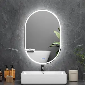 Oval LED Bathroom Mirror, 24"x 36" Frameless LED Mirror with Front Light and Backlit, Anti-Fog, Dimmable Modern Wall Mounted Lighted Mirror, -Shaped  Mirror Bathroom