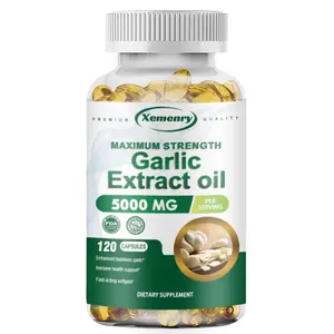 Maximum Strength Garlic Extract Oil, Organic Garlic 5000 mg, Increased Odorless Garlic, Gluten Free, Color Free, 120 Dietary Capsules