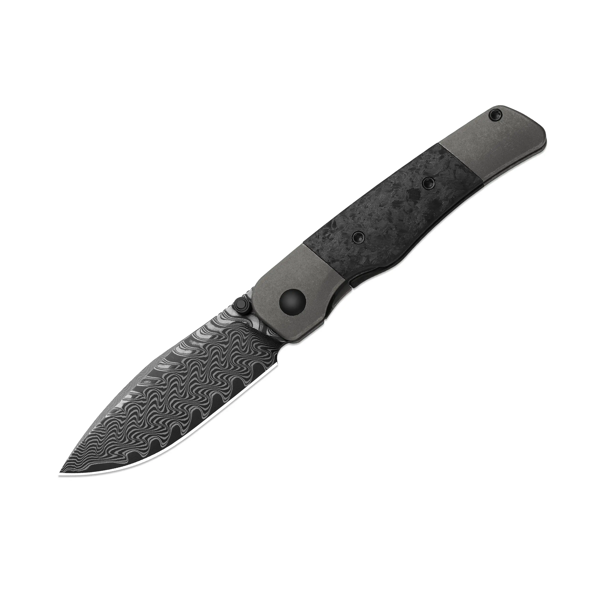 Kizer Coy-Wolf Ki3685A1 Damascus Steel Titanium & Carbon Fiber Handle