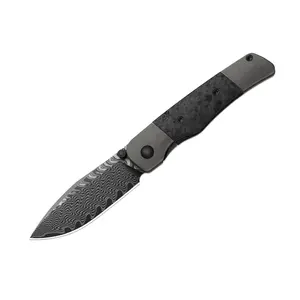 Kizer Ki3685A1 Damascus Steel Titanium & Carbon Fiber Handle