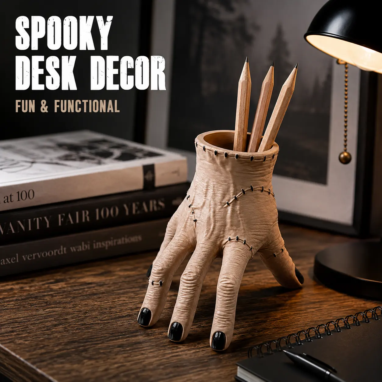 Creative Frankenstein's Hand Pen Holder, Spooky Abs Resin Desk Organizer for Small Plants, Perfect Halloween Decor for Office & Garden, Desk Accessory, Office Desk Accessories
