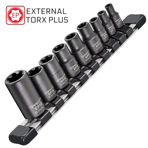 CARBYNE 9 Piece External Torx Plus (eTorx Plus, aka 6 Lobe, Female Torx Plus) Socket Set, E6 to E18 | CrV Steel, 1/4, 3/8, & 1/2 inch Drive • From a Family-Run Tool Company Based in the U.S.A.