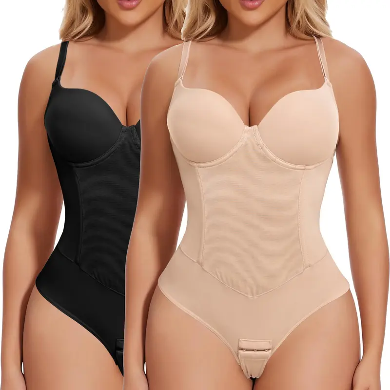 Women's U-Plunge Spaghetti Strap Bodysuit, Highwaist Faja Girdle with Built-in Bra for Weddings and Evening Party Wear, Shapewear For Women, Bodysuit Shapewear, Bodysuit For Women, Backless Plunge