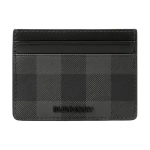 Burberry Check Classic Monogram PU Card Holder for Men in Charcoal