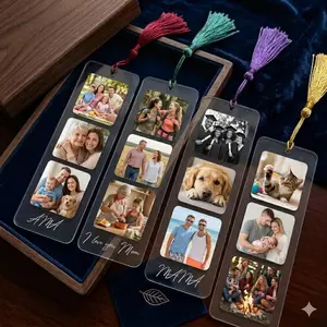 Personalized Acrylic Bookmark Custom Photo Tassel Page Marker Memorial Keepsake Gift for Special Occasions Book Accessories Removable Dividers Tabs Sticky Label