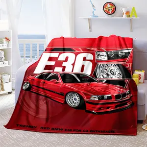 Red Sports Car Pattern Flannel Blanket, Office/Home/Bedroom Nap & Shawl Blanket, Winter Warm Knee Blanket for Working/Gaming/Reading, Fabulous Christmas Gift for Family & Friends