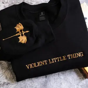 EMBROIDERED Violent Little Thing Sweatshirt - Unisex - Fourth Wing - Basgiath War College - Dark Academia, Xaden Riorson Sweater, Iron Flame