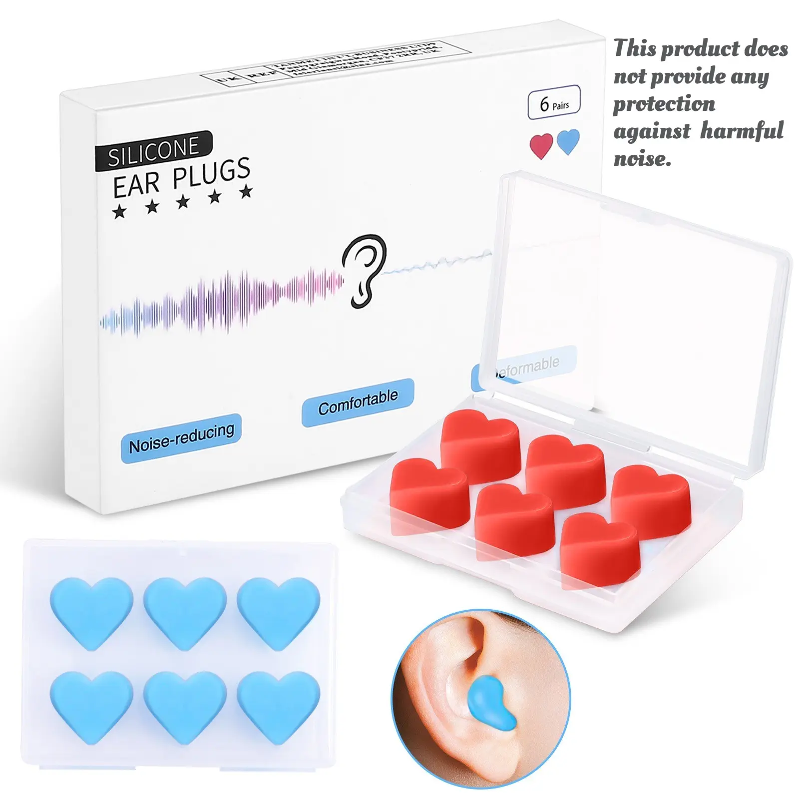 12 Soft Silicone Ear Plugs, Moldable Wax Ear Plugs, Lightweight Comfortable Reusable Gel Ear Plugs for Sleep, Swimming, Showering, Snoring, Noise Reduction, Swimming Earplug