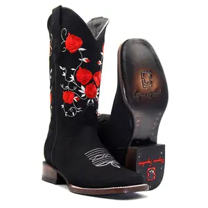 2460072601 - Vaquero Signature Women's Wide Square Toe Boots Nobuck Black