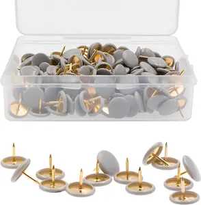 200 PCS Thumb Tacks Gray Plastic Round Head Thumbtacks, Flat Head, 1Cm