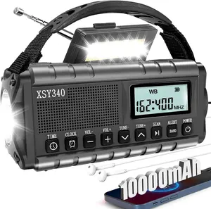 Upgraded 37000mWh  Hand Crank Radio AM/FM with LED Flashlight Solar Radio, Portable Weather Radio,  Cell Phone Charger for Family Outdoor Camping and  Rescue