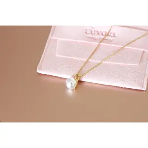 S925 Silver Necklace w. Dainty Floating Pearl Pendant | Minimalist Chic
