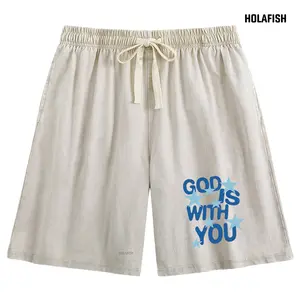 Holafish Womens Acid Washed Shorts God Is With You Print Streetwear Summer Essential Comfy Relaxed Fit Breathable  Perfect for Outdoor Daily Vacation Summervibes