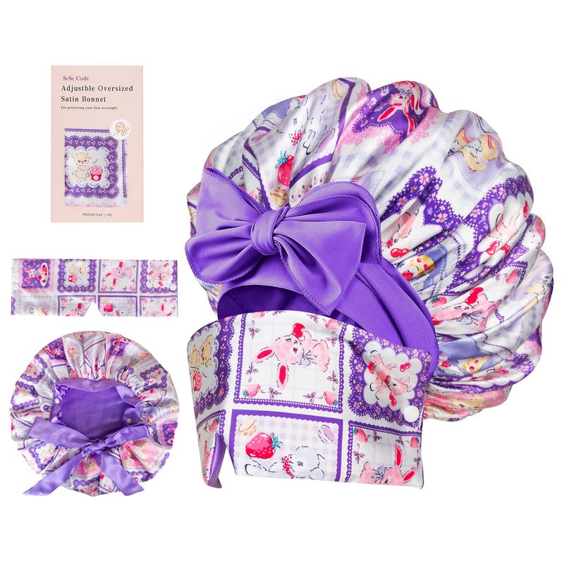 SeSe Code Store Satin Hair Bonnet for Sleeping with Detachable Eye Mask - Non-Slip Hair Wrap for Curly Hair
