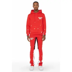 Raffer Red Hoodie/Stacked Flare Pant Set
