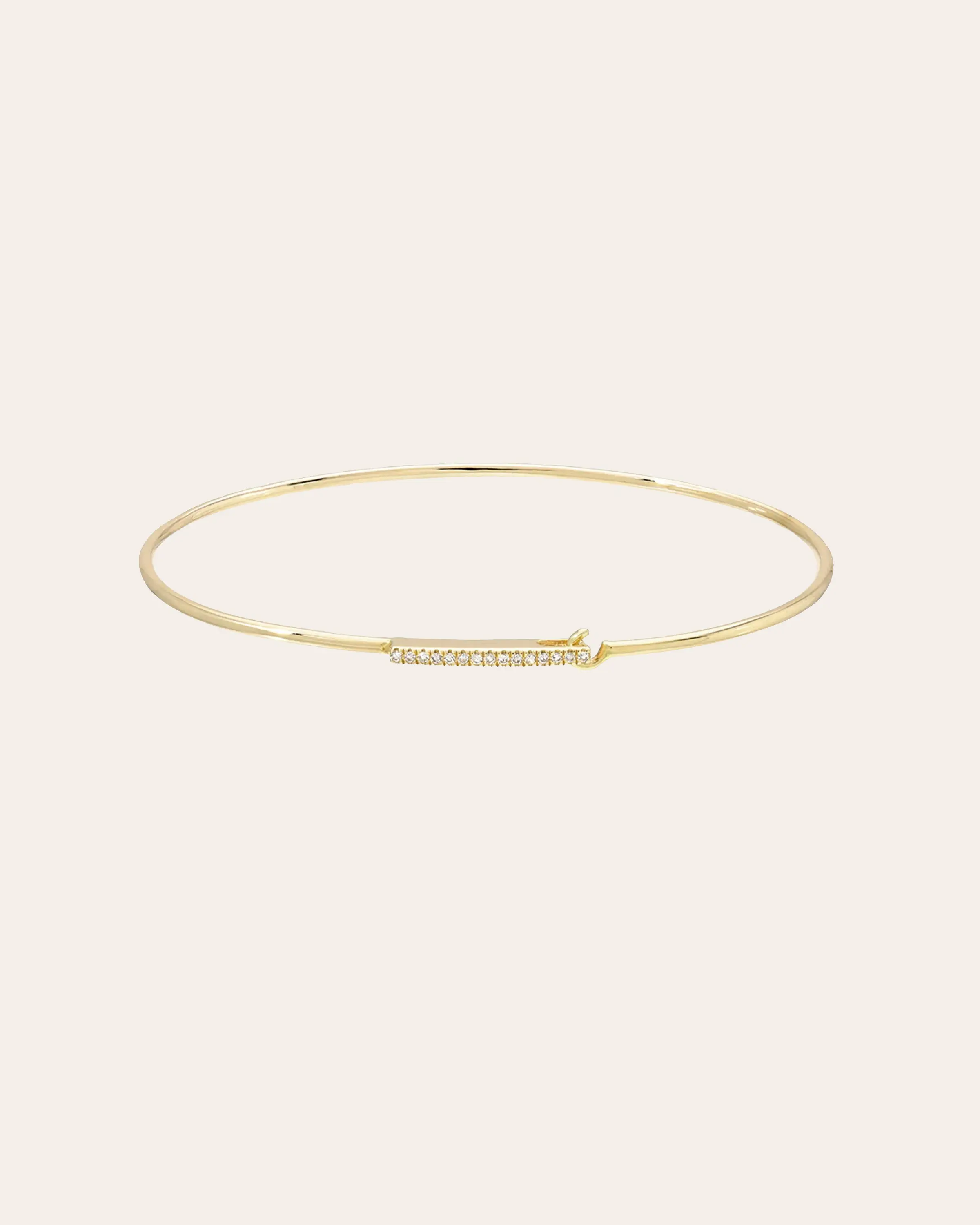 14k Gold Diamond Bar Bangle