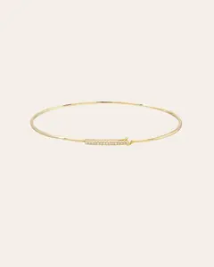 14k Gold Diamond Bar Bangle