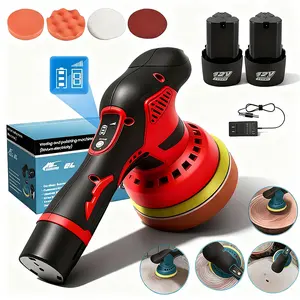 Cordless Car Buffer Polisher Kit 6 Inch with 12V 2x3900mAh & 4 Attachments 8 Variable Speed 2800-5500RPM Orbital Polisher for Detailing Sanding Scratch Removing