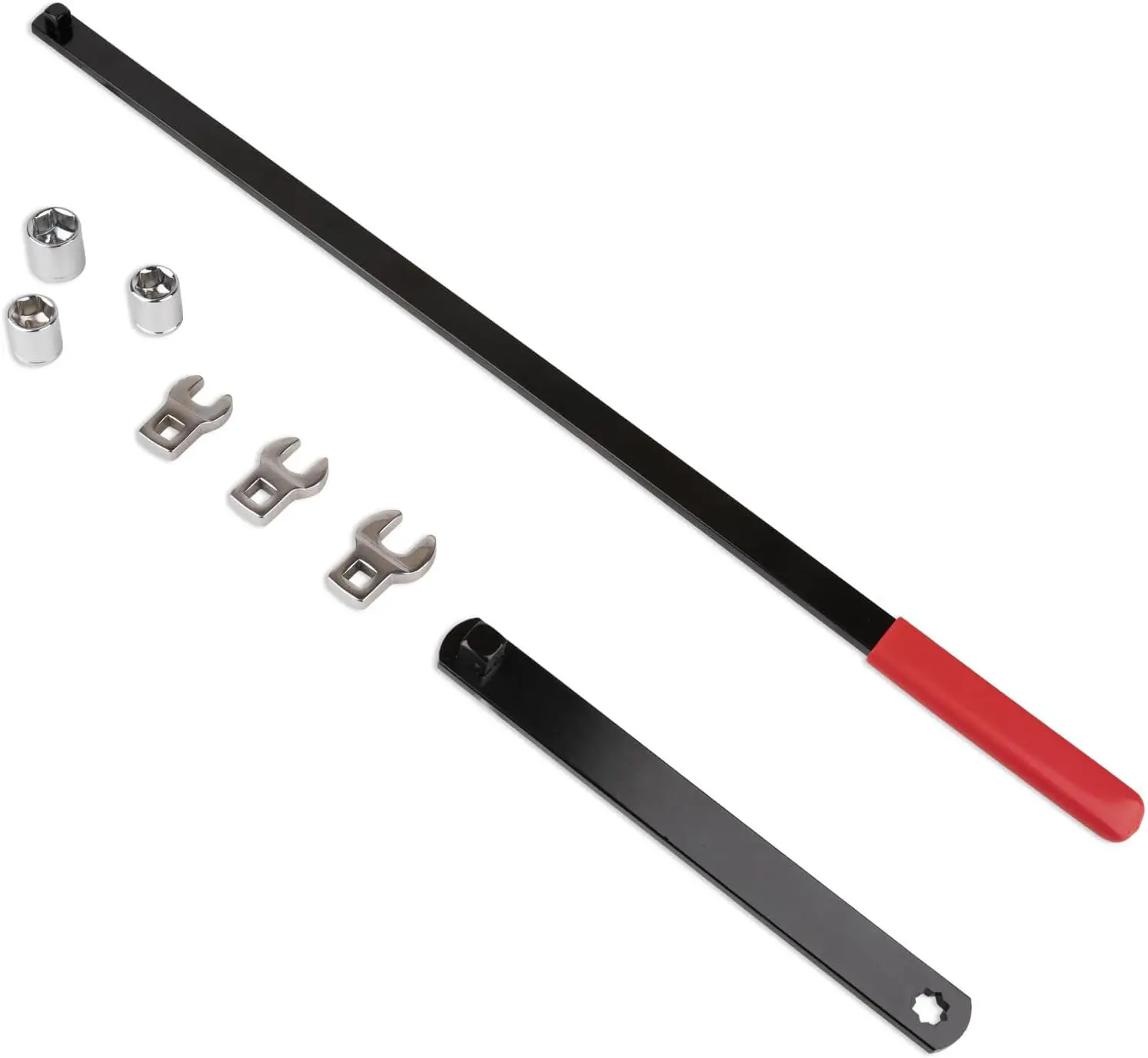 8PCS Serpentine Belt Tool Set, Engine Pulley Adjustment Wrench, Belt Tensioner Wrench Set for Install and Remove Serpentine Belts, 1/2" & 3/8" Square Drive Adapters for Engine Maintenance