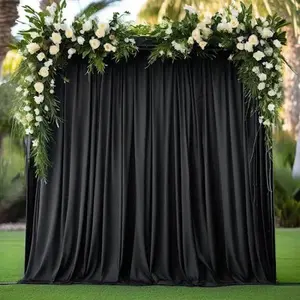 10 ft x 10 ft Scuba (Wrinkle-Free) (240 GSM) Event Backdrop Curtain Drape Panel - Black (1pc)