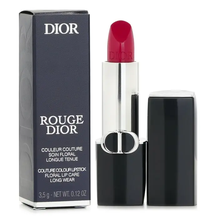 DIOR Rouge Dior Satin Cosmetic Lipstick - #766 Rose Harpers, Infused with Flower Extract, Shea Butter, Hyaluronic Acid, and Pomegranate Ingredients, Moisturize