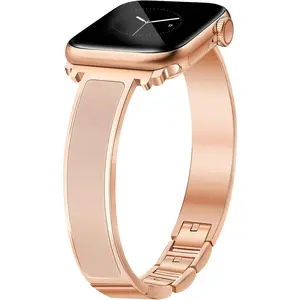 Rose Gold Slim Watch Bands for Women Compatible with Apple Watch 38mm 40mm 41mm 42mm (S10) Jewelry Dressy Bracelet Metal Strap Adjustable for iWatch Series 10/9/8/7/6/5/4/3/2/1/SE