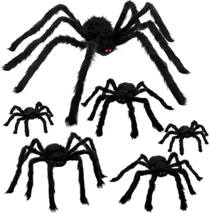 6 Pcs Halloween Spider Decorations, Realistic Large Scary Spider Decoration for Home Giant Spiders Props for Indoor Outdoor Party Decorations