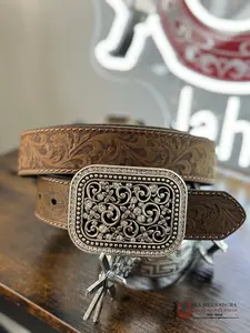 ARIAT HAND TOOLED SAND SBELT SPARKLE BUCKLE- A10006944