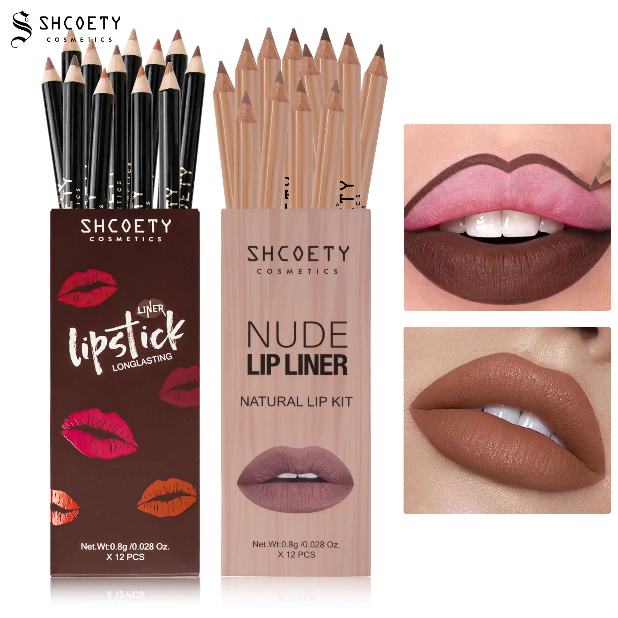 SHCOETY 2BOX Vibrant Lip Liner Set - Waterproof, Sweat-Resistant, Long-Wear & Natural - Highly Pigmented Crayons for All-Day Glam - Perfect Smudge-Proof Valentines Day Gift