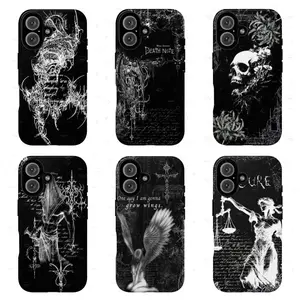 Dark Gothic Death Note Case | Anime Misa Amane Art | Hardcore Grunge Metal Skull Cross Cover | for iPhone 17/16/15/14/13/12/11ProMax Plus for Samsung phones, suitable for both men and women, Perfect Gift for Women Men.A gift for the fans.