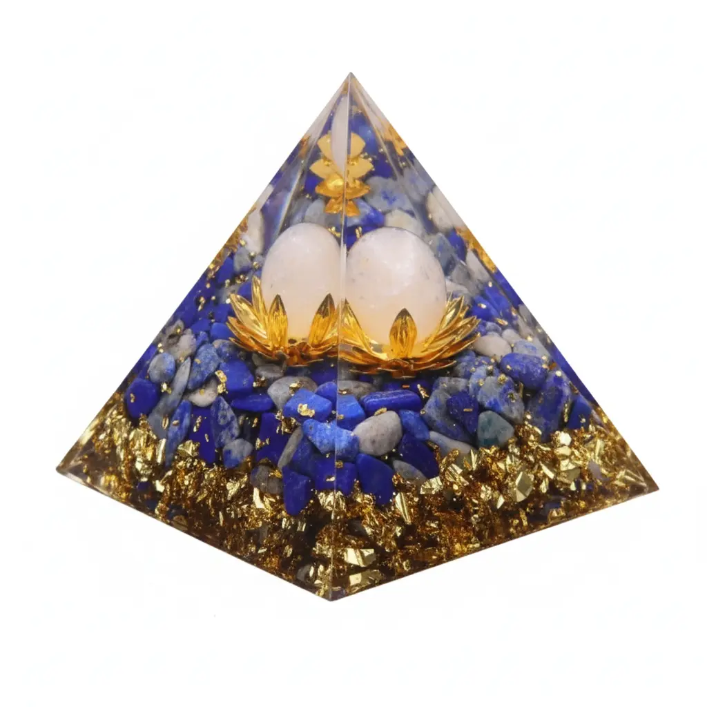 Premium Lapis Lazuli & Quartz Orgone Pyramid 6x6x6 cm Home Decor Meditation Chakra Balancing Spiritual Healing Energy Generator