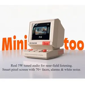Divoom MiniToo Retro PC-Style Computer Speaker, Smart Pixel Screen with DIY Faces, Bluetooth & USB Audio, Alarm/White Noise Clock, Desk Setup Gift for Bedroom, Office & Gaming