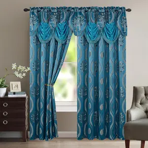 Mocassi 2-Pack Aurora Jacquard-Look Curtain Panels with Premier Drape Finish, 54in W x 84in L