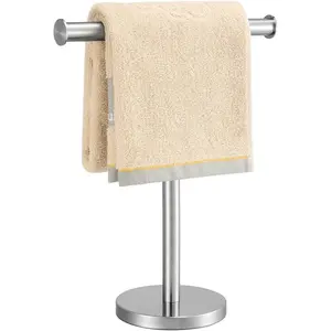 T-Shape Bath Hand Towel Holder - SUS304 Stainless Steel Brushed Nickel Tower Bar for Bathroom, Kitchen, and Countertop Use