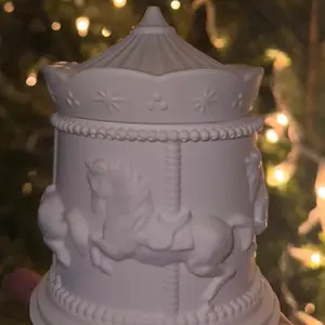 Handmade Cement Carousel Candle Jar with Horses - Rustic Equestrian Decor, Unique Gift for Horse Lovers Light Collection Ornaments