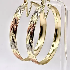 Gold Hoops Earrings Tricolor with Laminado Finish, Available in Multiple Colors