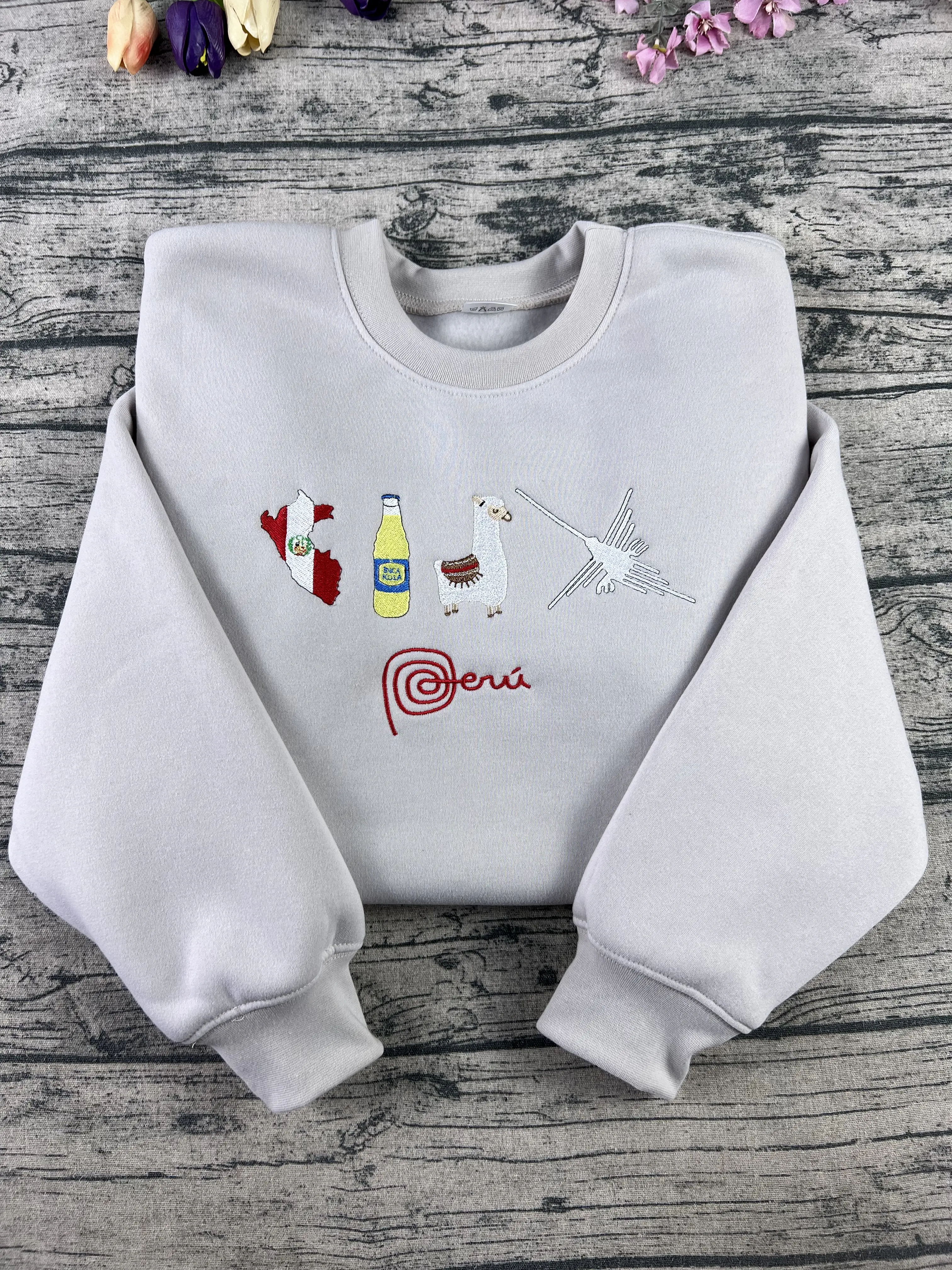 Festive Peru flag and icon Embroidered Sweatshirt
