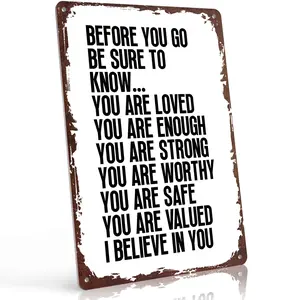 Before You Go Affirmation Positive 12x8 Inch Aluminum Metal Sign - Retro Rustic Bathroom Wall Decor, Self-Love Home Decor